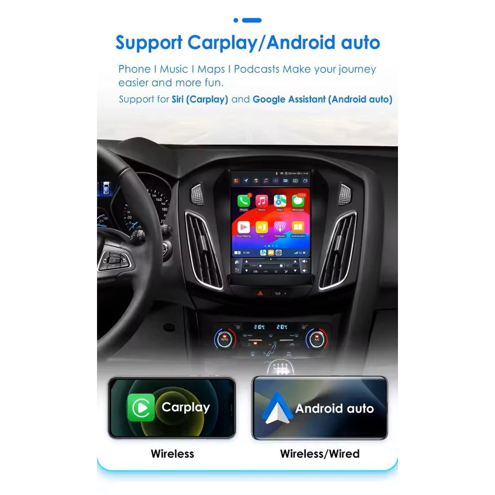 97Inch Android Car Multimedia Player With GPS And CarPlay For Ford Focus 3