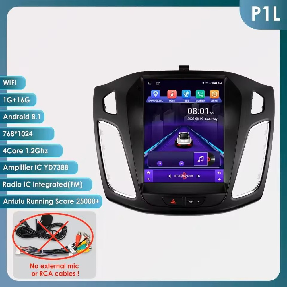 97Inch Android Car Multimedia Player With GPS And CarPlay For Ford Focus 6