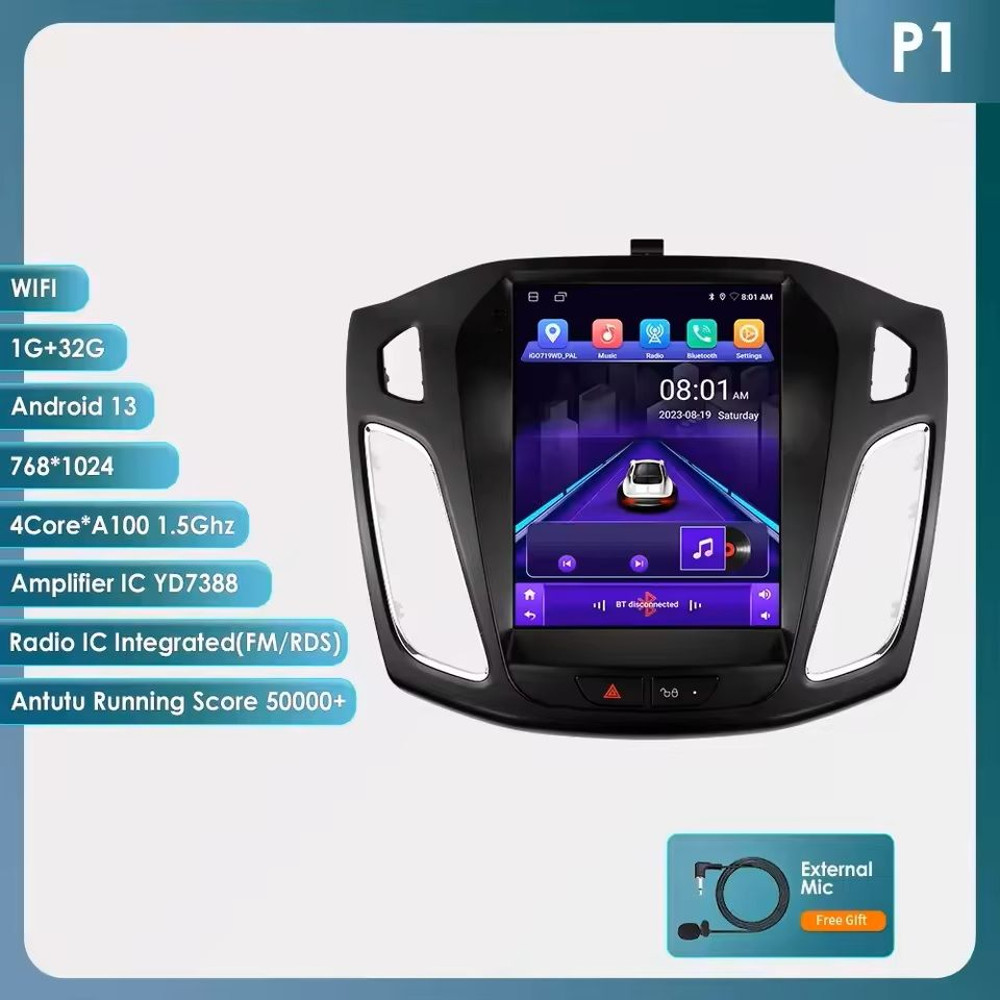 97Inch Android Car Multimedia Player With GPS And CarPlay For Ford Focus 7