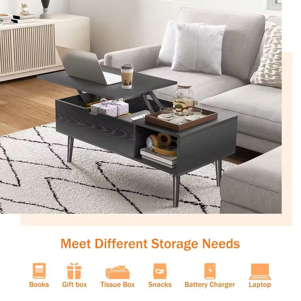 LiftTop Coffee Table With Adjustable Storage Shelf 39x20 In 2