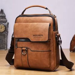 mens leather crossbody sling bag for travel and everyday use