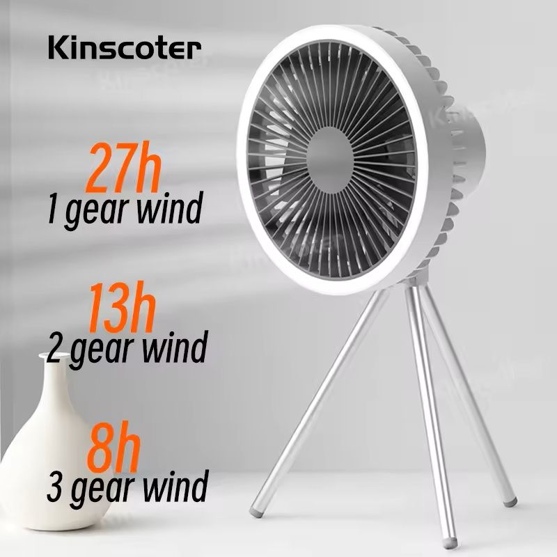 Rechargeable Camping Fan With LED Light And Power Bank 5