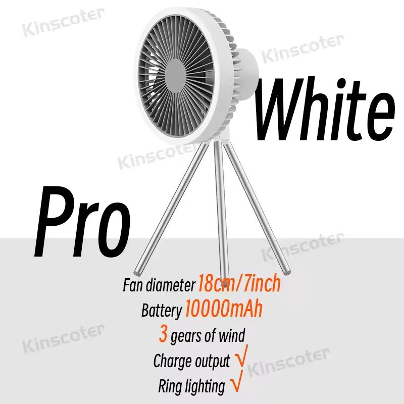Rechargeable Camping Fan With LED Light And Power Bank 7