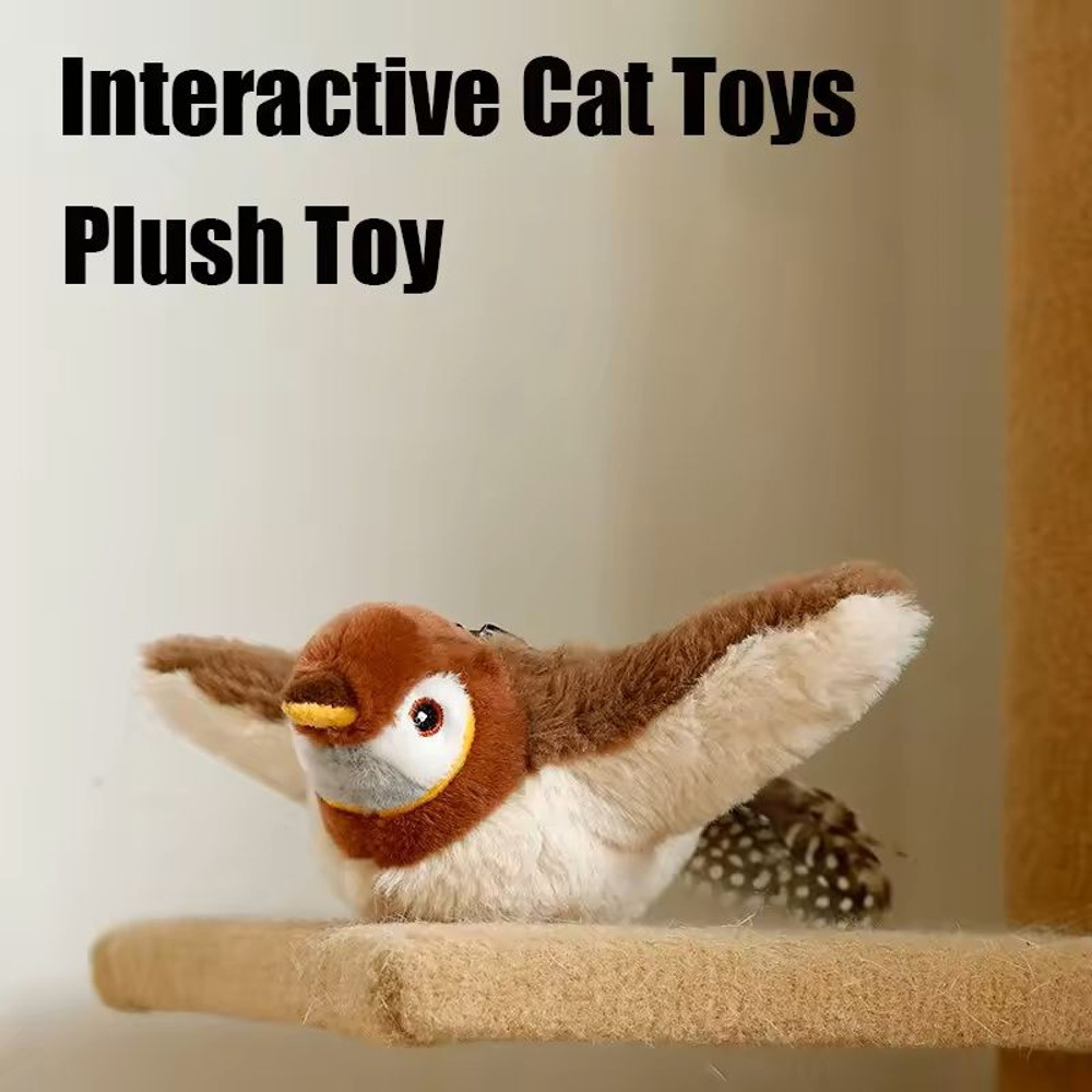 Interactive Rechargeable Cat Toy With Chirping Flapping Bird 0