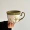 Large Ceramic Breakfast Mug With Lid And Saucer Retro Style 2