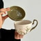 Large Ceramic Breakfast Mug With Lid And Saucer Retro Style 3