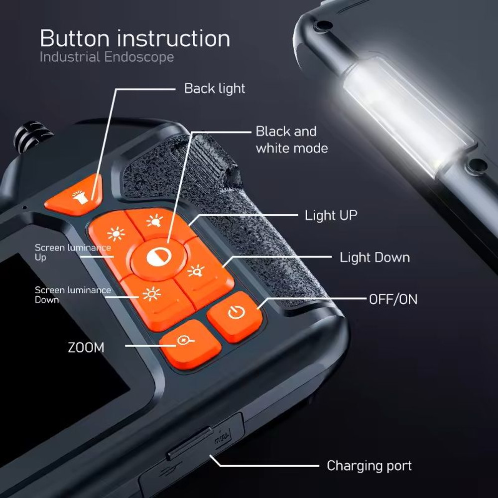 43 LCD HD Endoscope Camera With Waterproof Borescope And LED Lights 2