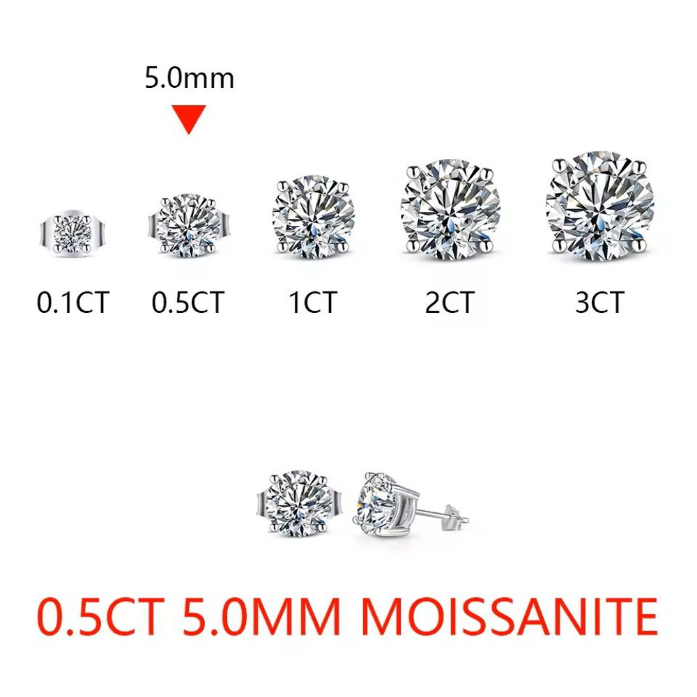 2 Carat Moissanite Stud Earrings With Sterling Silver Or Gold Setting 7