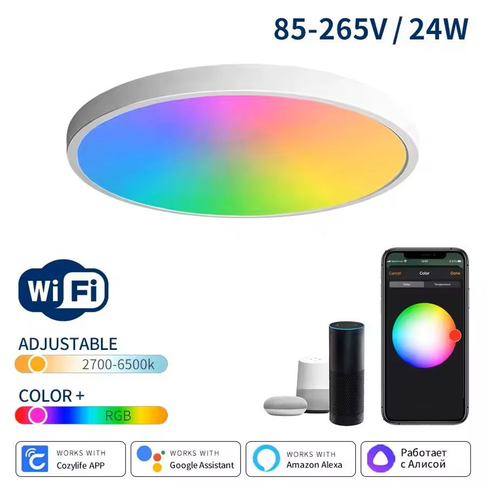 Smart WiFi LED Ceiling Light With App And Voice Control 24W Round Panel Lamp 1