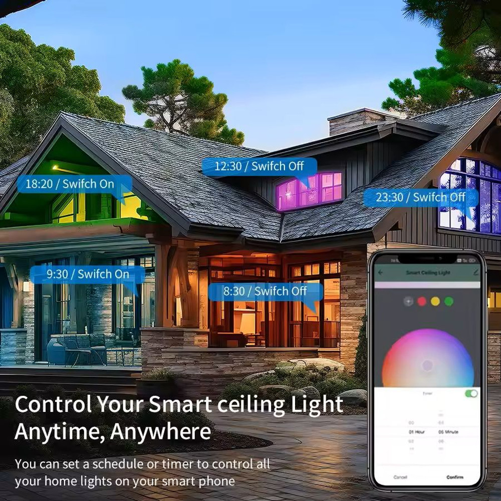 Smart WiFi LED Ceiling Light With App And Voice Control 24W Round Panel Lamp 2