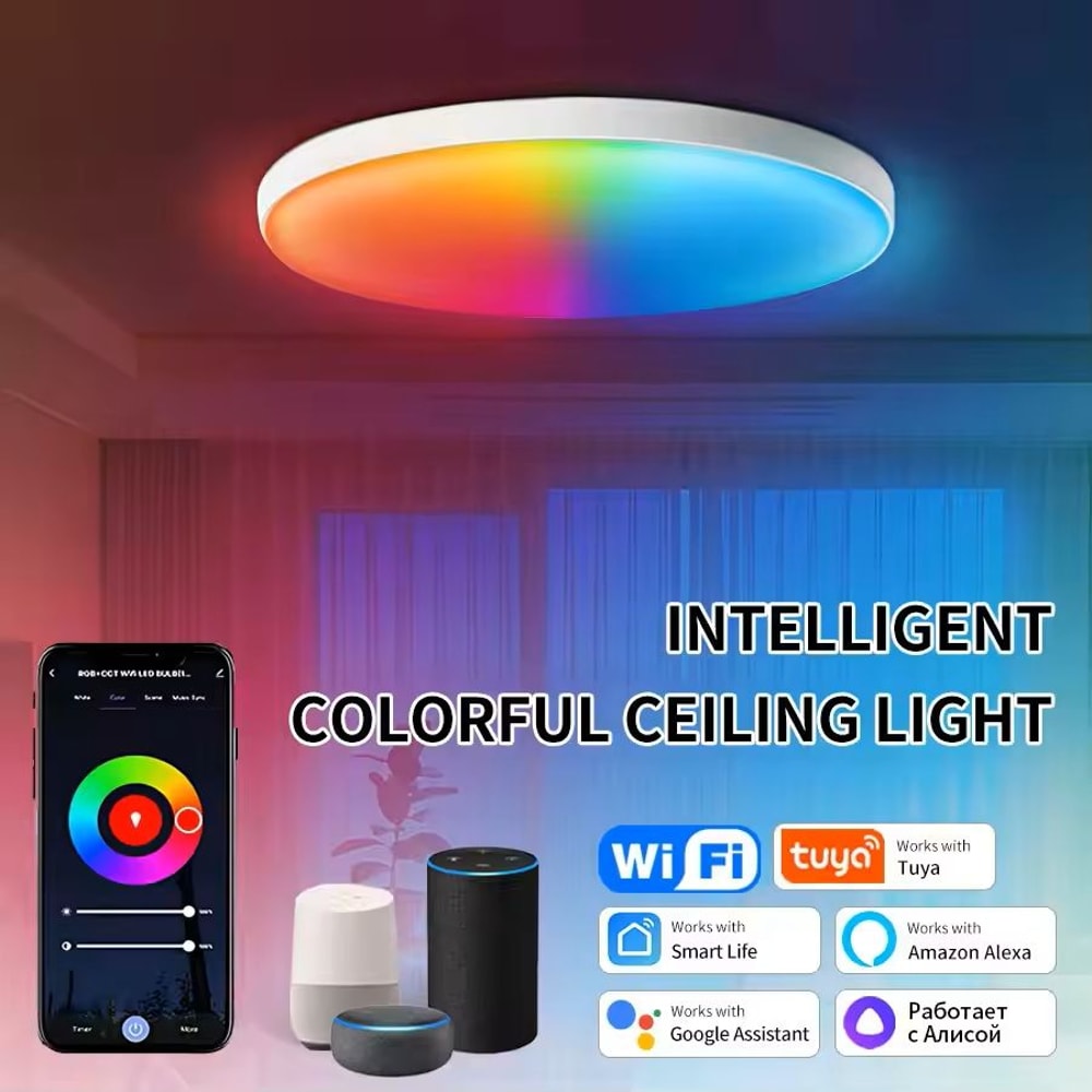 Smart WiFi RGB Ceiling Light Circular Ambient Lamp With App Control 0