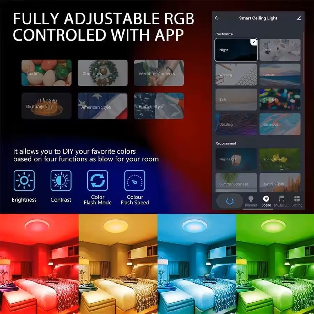 Smart WiFi RGB Ceiling Light Circular Ambient Lamp With App Control 1