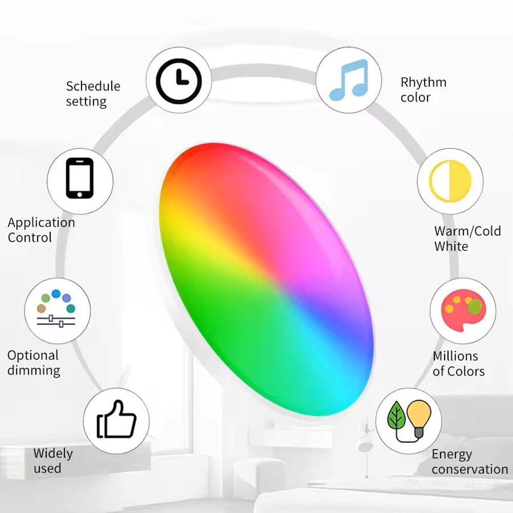 Smart WiFi RGB Ceiling Light Circular Ambient Lamp With App Control 4