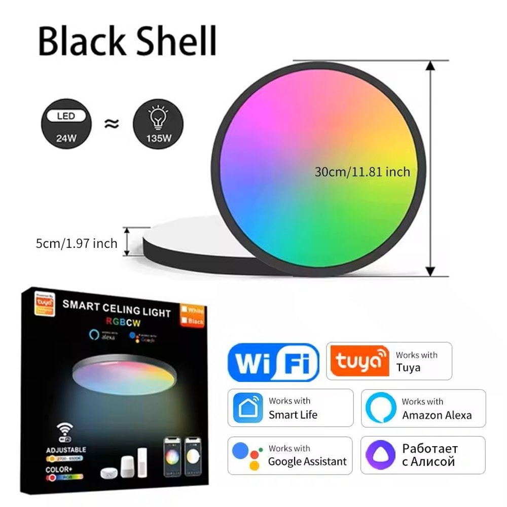 Smart WiFi RGB Ceiling Light Circular Ambient Lamp With App Control 7