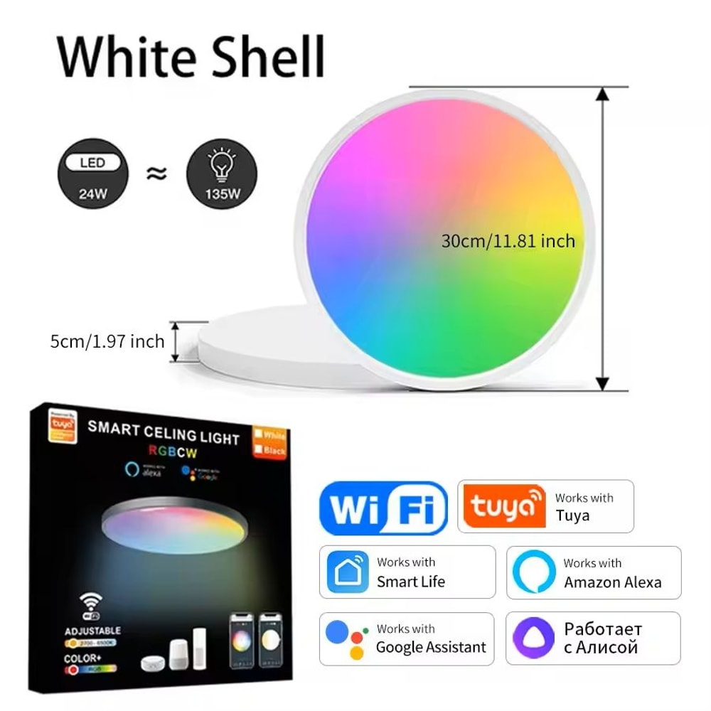 Smart WiFi RGB Ceiling Light Circular Ambient Lamp With App Control 6