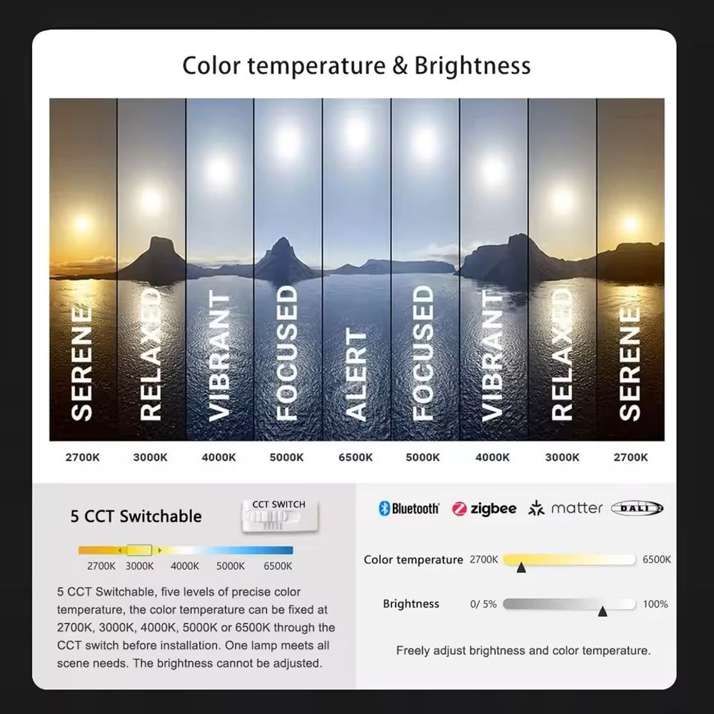 Smart Recessed LED Downlight 5 CCT Switchable Indoor Ceiling Light 2