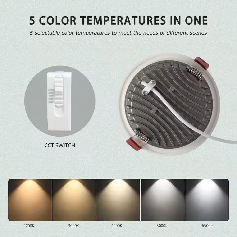 Smart Recessed LED Downlight 5 CCT Switchable Indoor Ceiling Light 3