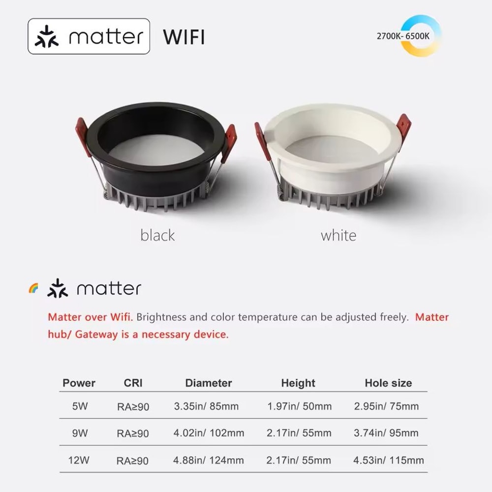 Smart Recessed LED Downlight 5 CCT Switchable Indoor Ceiling Light 9