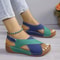 Womens Contrast Color Wedge Sandals Peep Toe Beach Shoes 9