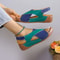 Womens Contrast Color Wedge Sandals Peep Toe Beach Shoes 2
