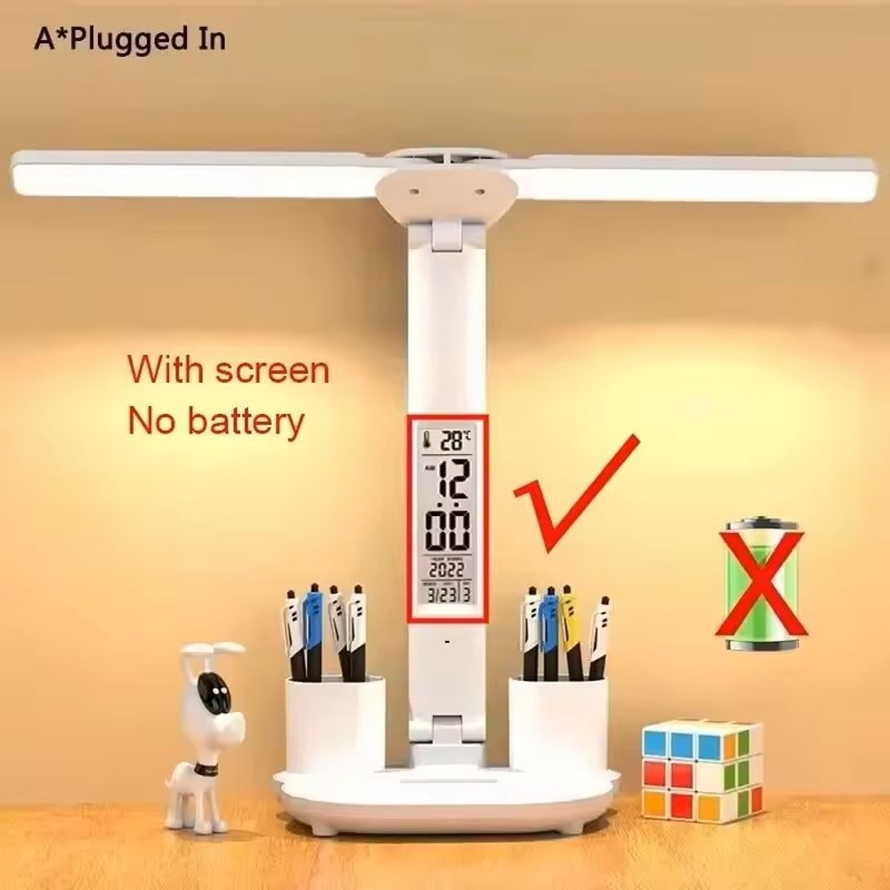 Rechargeable LED Table Lamp With Clock And Fan 6