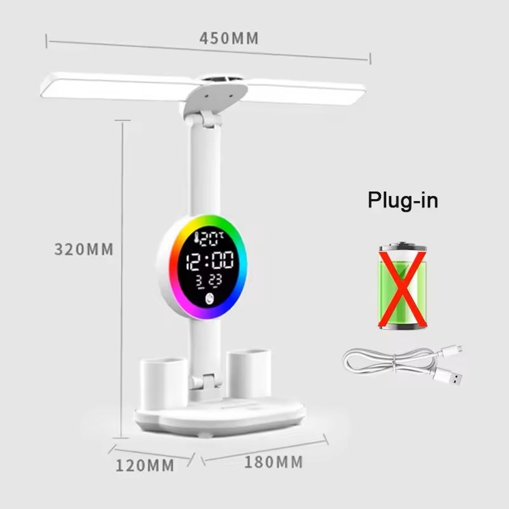Rechargeable LED Table Lamp With Clock And Fan 8
