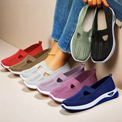 breathable soft sole walking flats for women