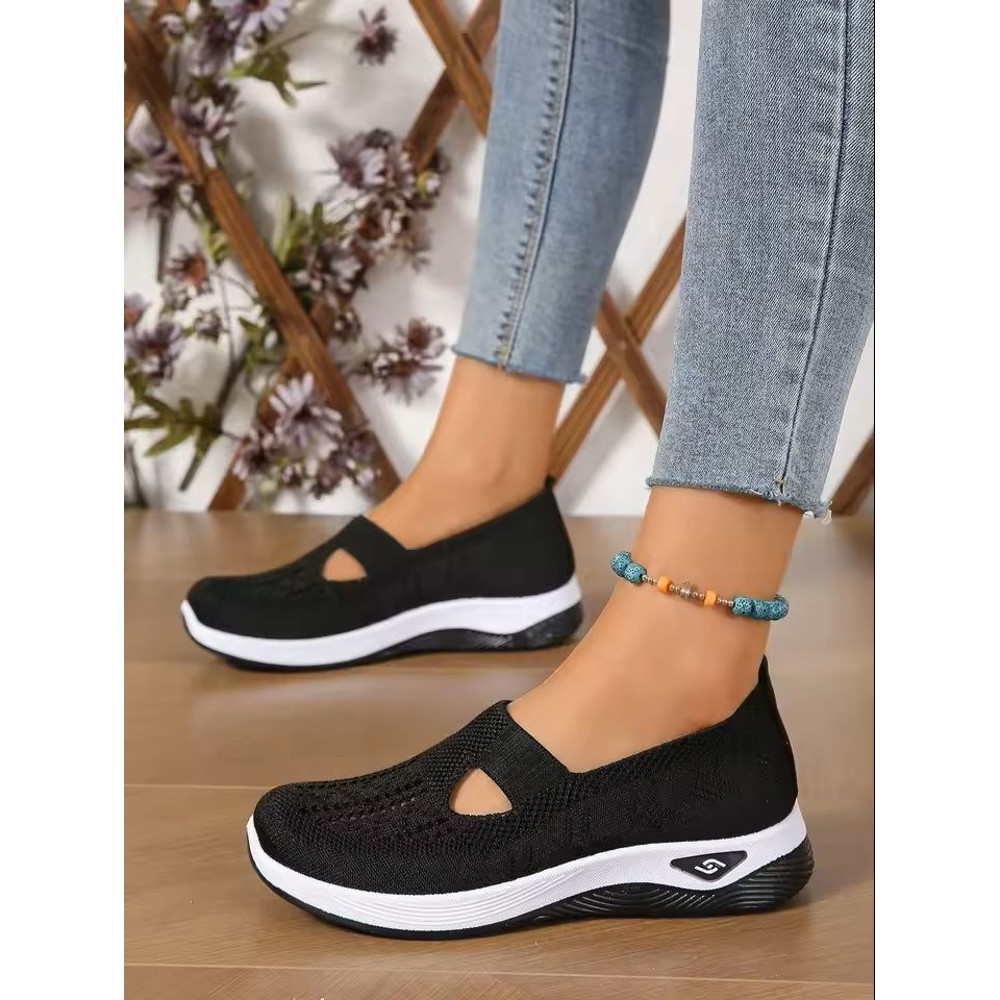 Womens Breathable Knit Sneakers Low Top Casual Shoes 2