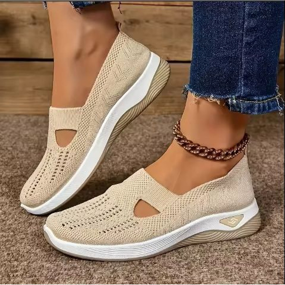 Womens Breathable Knit Sneakers Low Top Casual Shoes 6