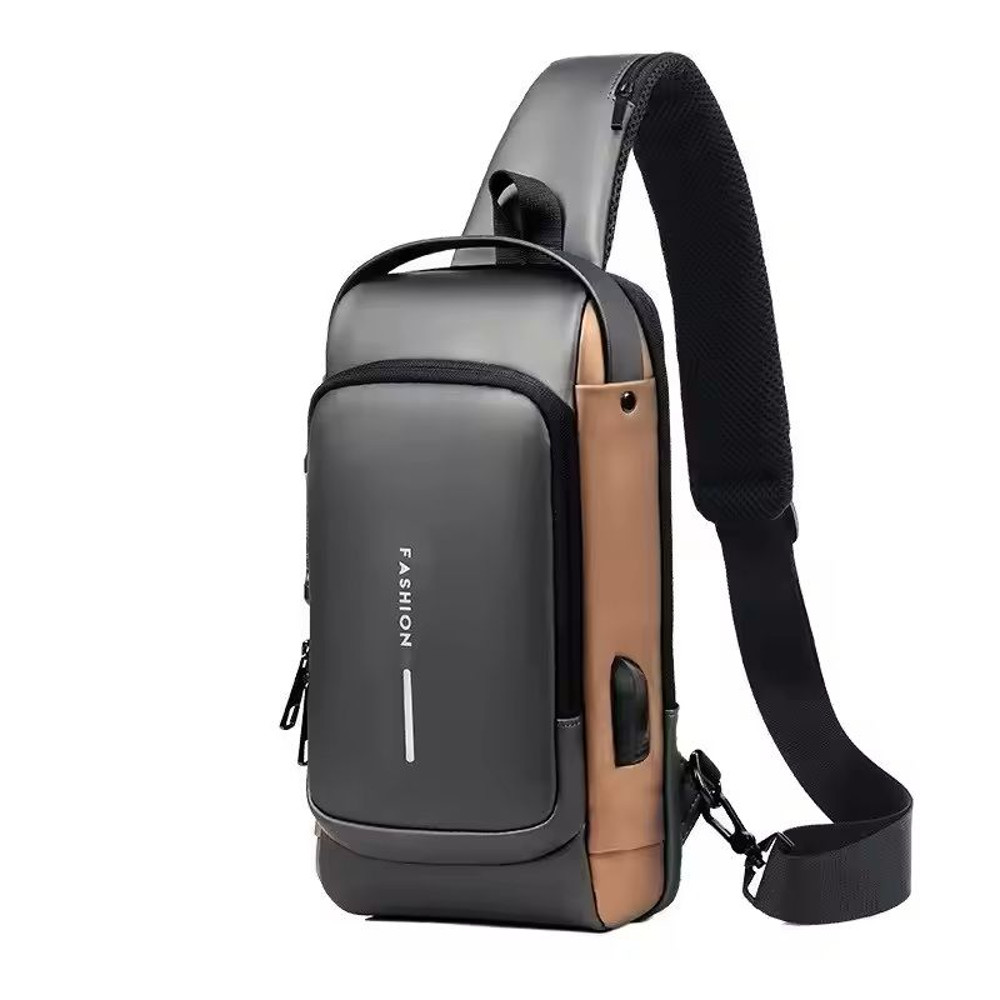 Mens PU Leather Crossbody Shoulder Chest Bag 6