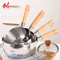 Stainless Steel Saucepan With Wooden Handle And Pour Spouts 0