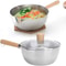 Stainless Steel Saucepan With Wooden Handle And Pour Spouts 2
