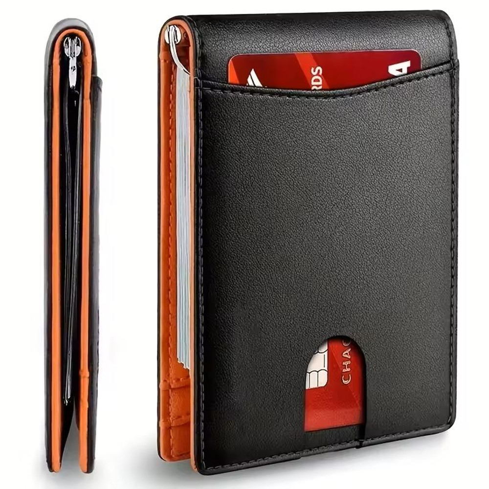 Slim Synthetic Leather Smart Wallet With RFID Blocking 0