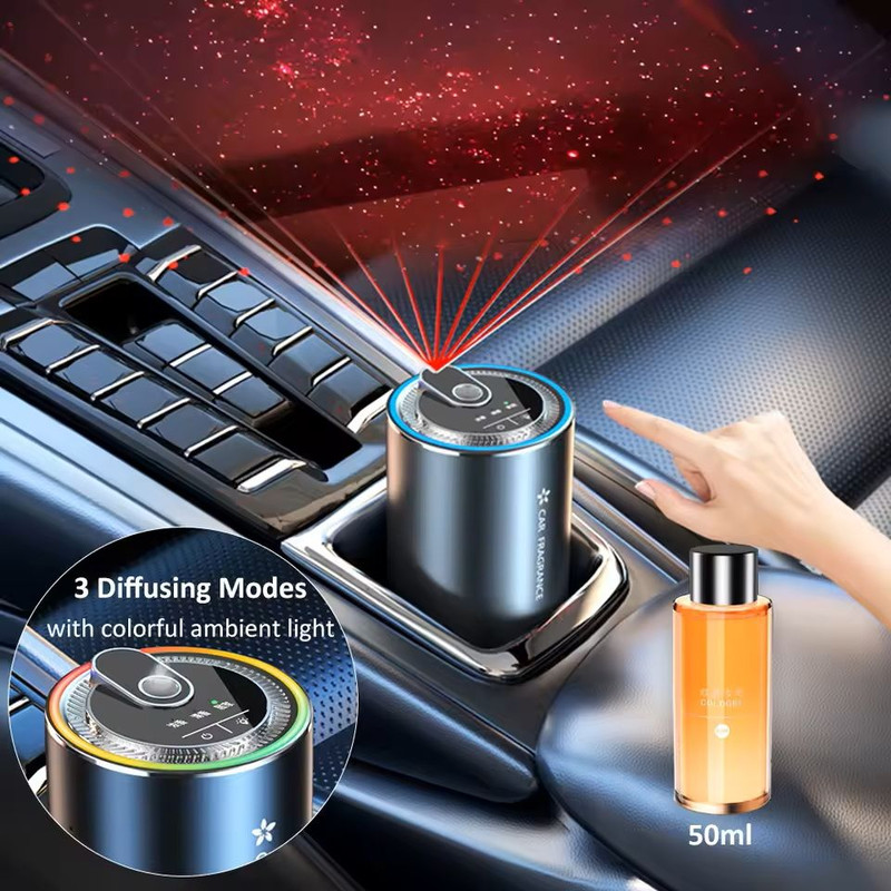 Car Aroma Diffuser With LED Starry Light And 50ml Fragrance Bottle 0