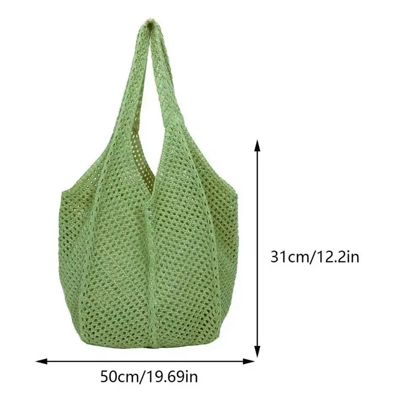Hollow Woven Shoulder Tote Bag Large Mesh Beach Handbag 12