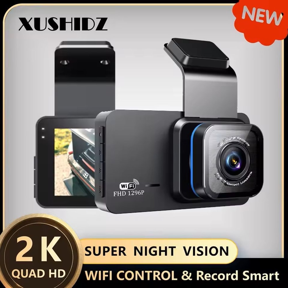 2K WiFi Dash Cam Dual Channel DVR With Night Vision And Parking Monitor 0
