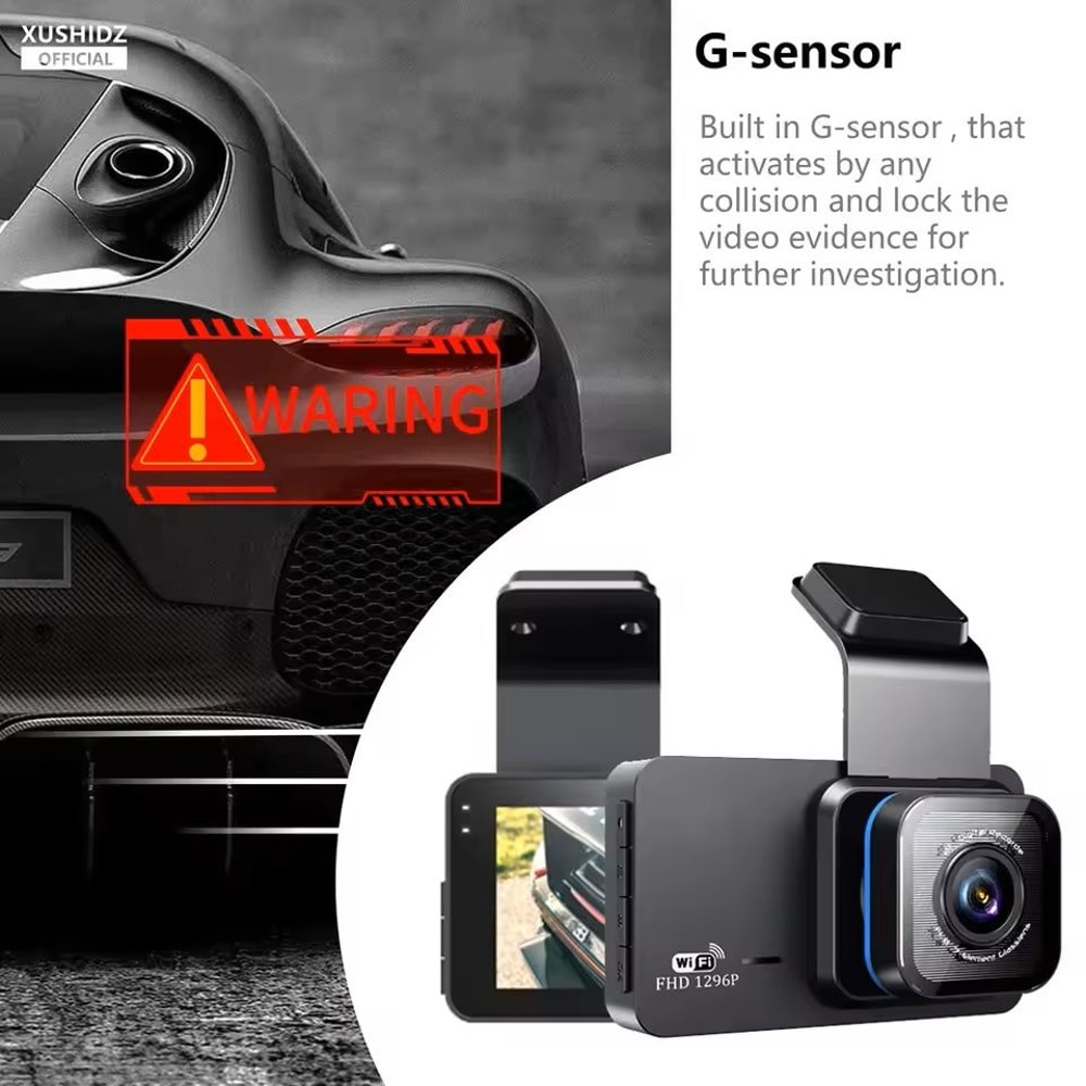 2K WiFi Dash Cam Dual Channel DVR With Night Vision And Parking Monitor 2