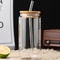 Glass Straw Cup With Dustproof Wooden Lid 1