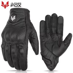 vintage leather motorcycle gloves men touchscreen anti-slip