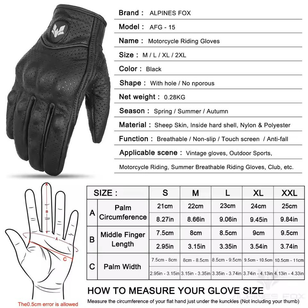 Vintage Leather Motorcycle Gloves Men Touchscreen AntiSlip 5