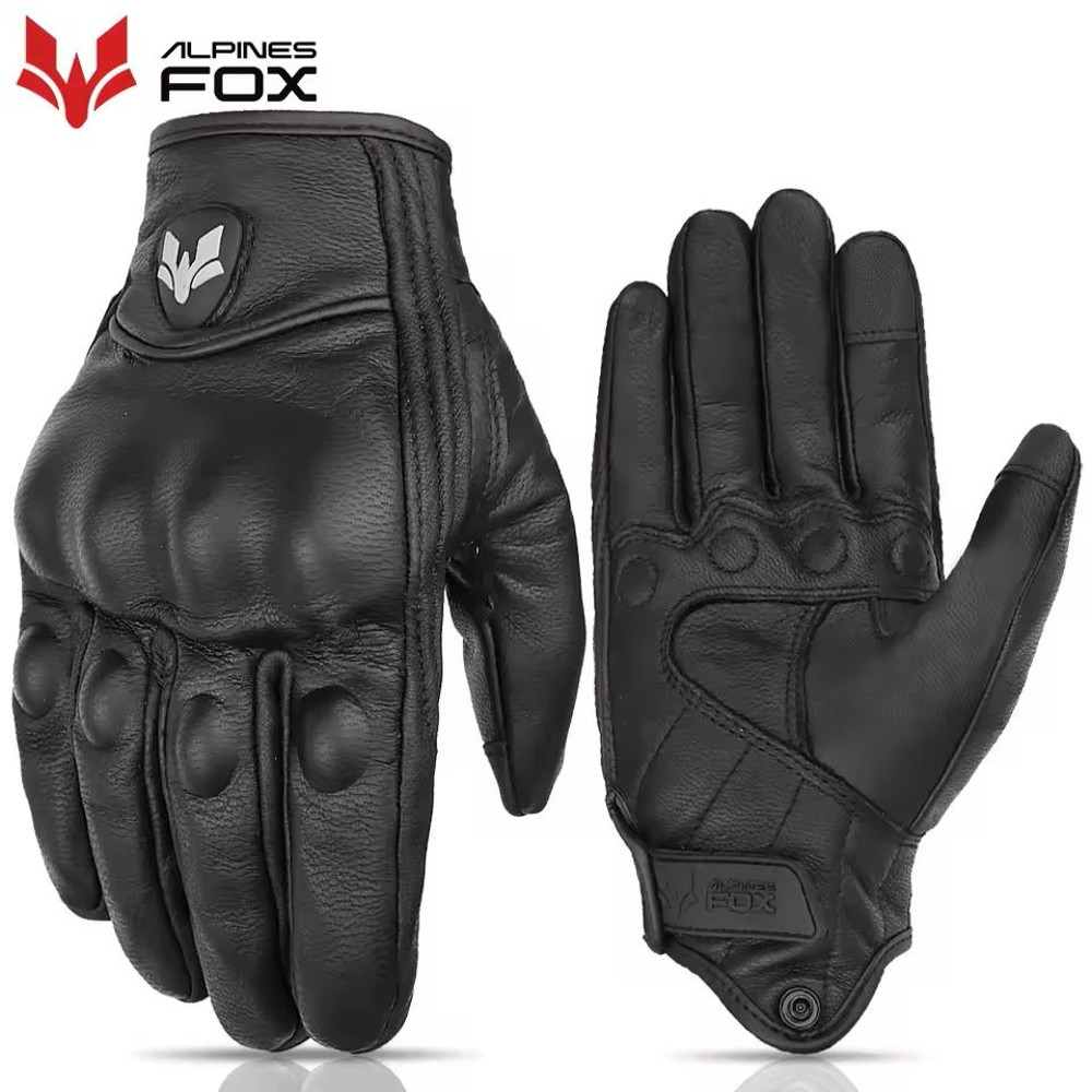 Vintage Leather Motorcycle Gloves Men Touchscreen AntiSlip 7