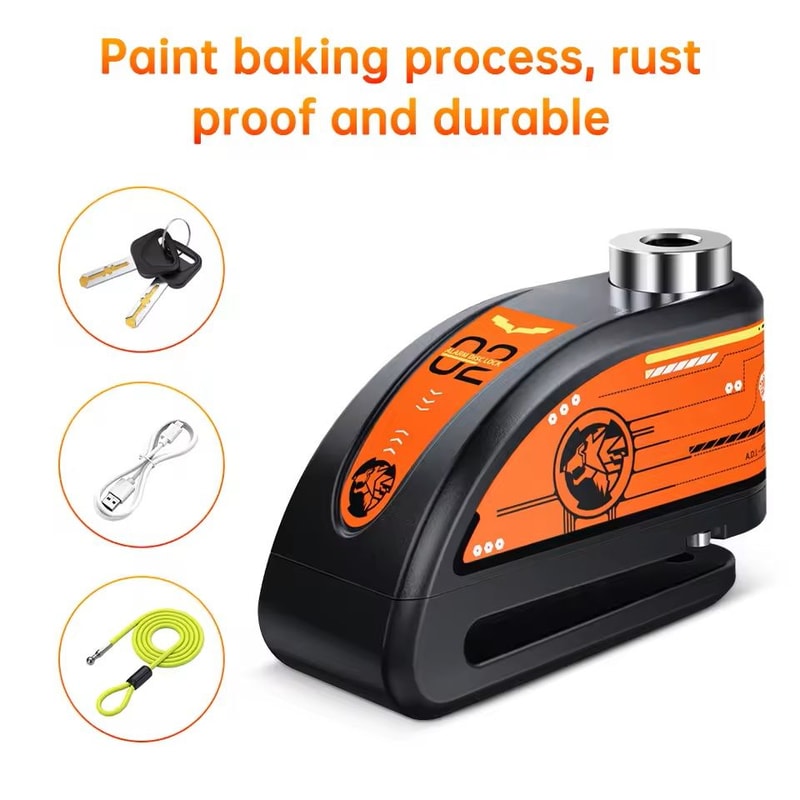 Motorcycle Alarm Disc Brake Lock 120dB Anti Theft Padlock 11