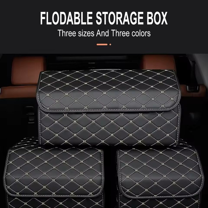 Leather Car Trunk Organizer Large Folding Storage Box 0