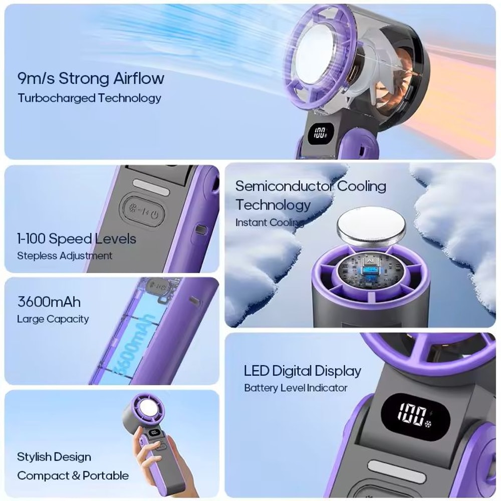 Portable Handheld Fan Rechargeable Mini Cooling Turbo Fan 1