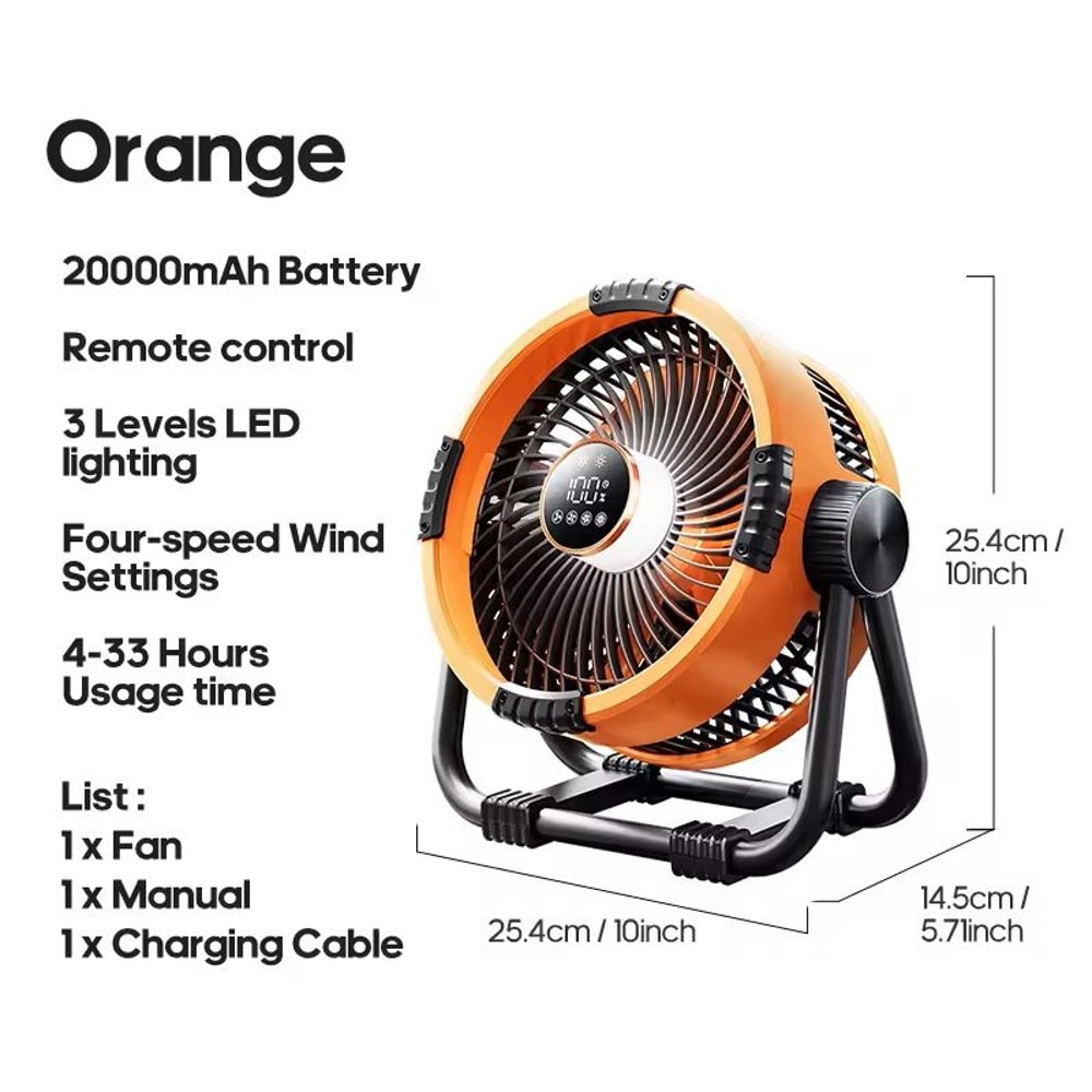 6 In 1 Camping Fan With LED Light Rechargeable Outdoor Air Circulator 6