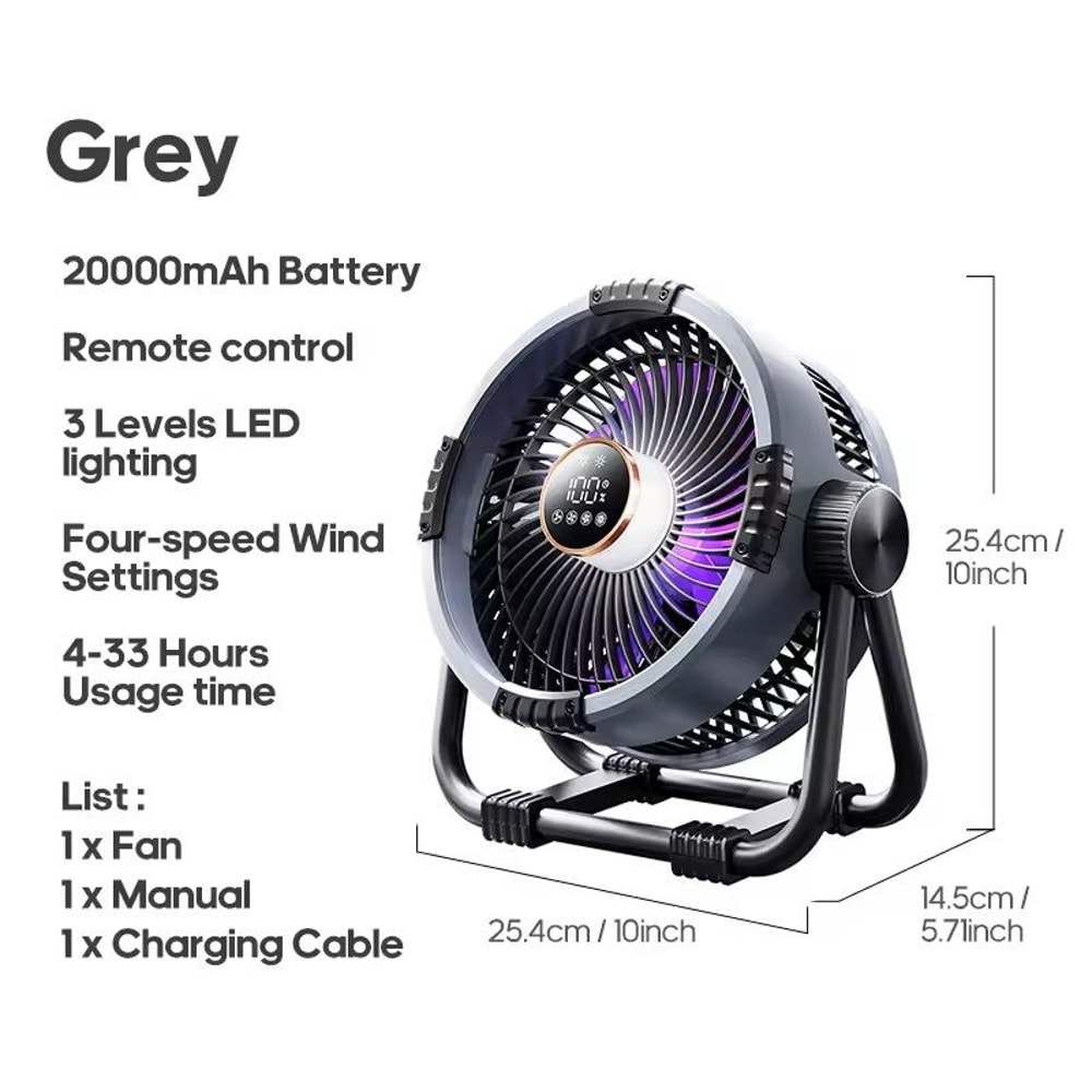 6 In 1 Camping Fan With LED Light Rechargeable Outdoor Air Circulator 7