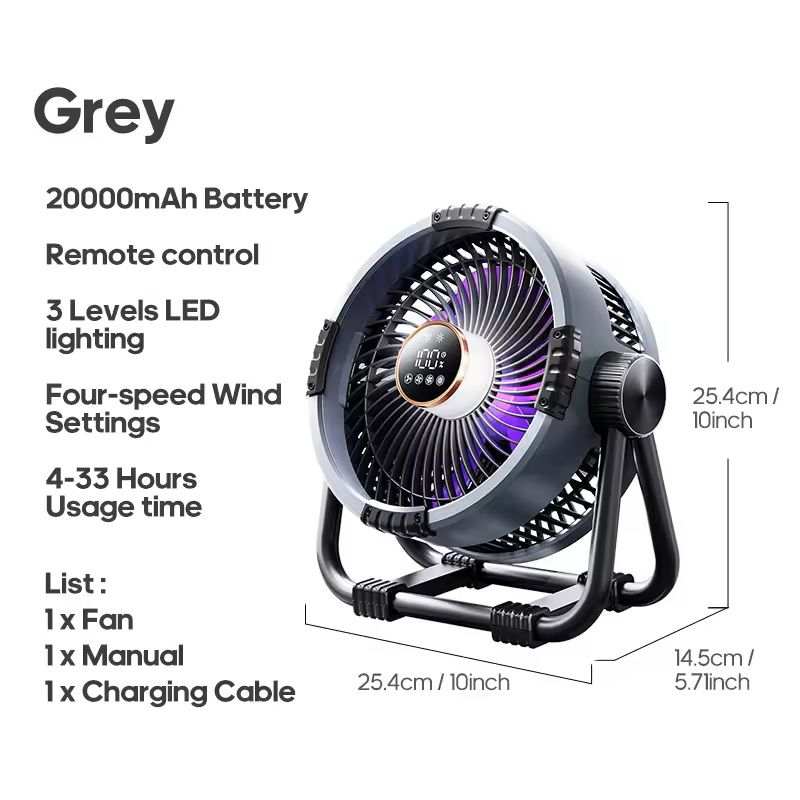 6 In 1 Camping Fan With LED Light Rechargeable Outdoor Air Circulator 7