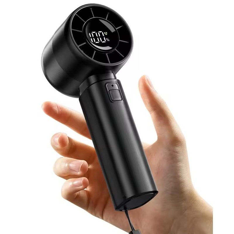 Portable Handheld Mini Fan Rechargeable Turbo Fan With LED Display 0