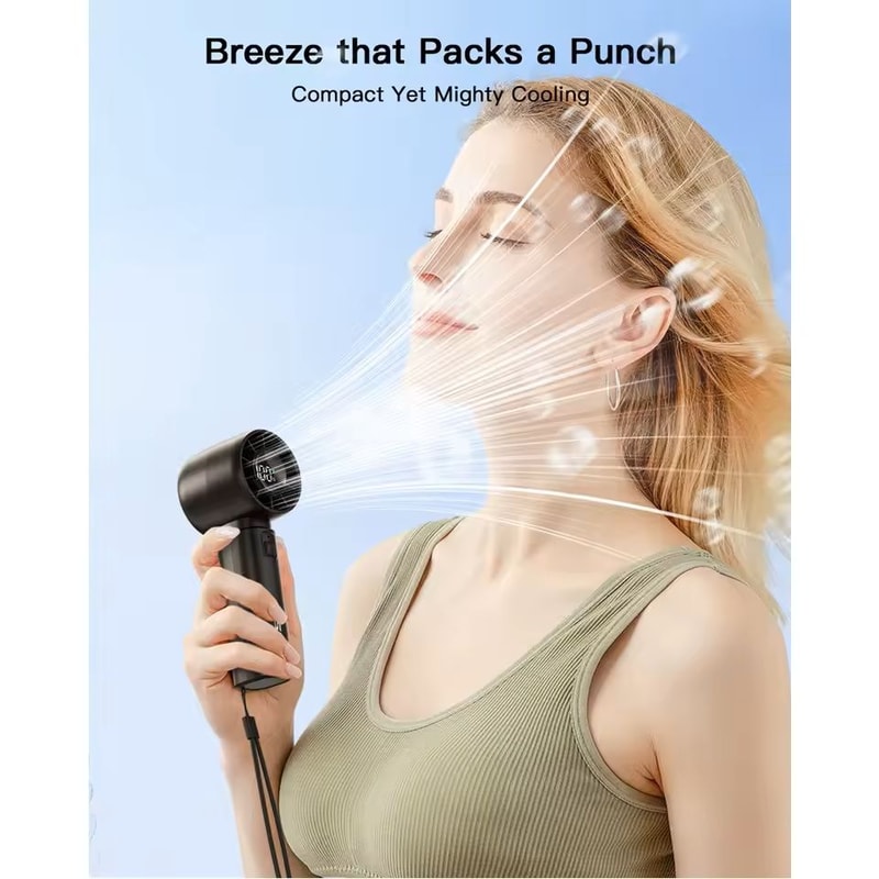 Portable Handheld Mini Fan Rechargeable Turbo Fan With LED Display 4