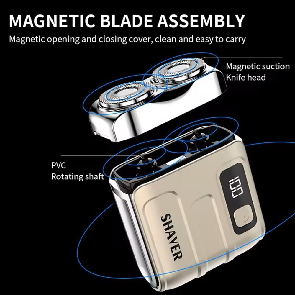 Mini Travel Electric Shaver Rechargeable Rotary Beard Trimmer 3